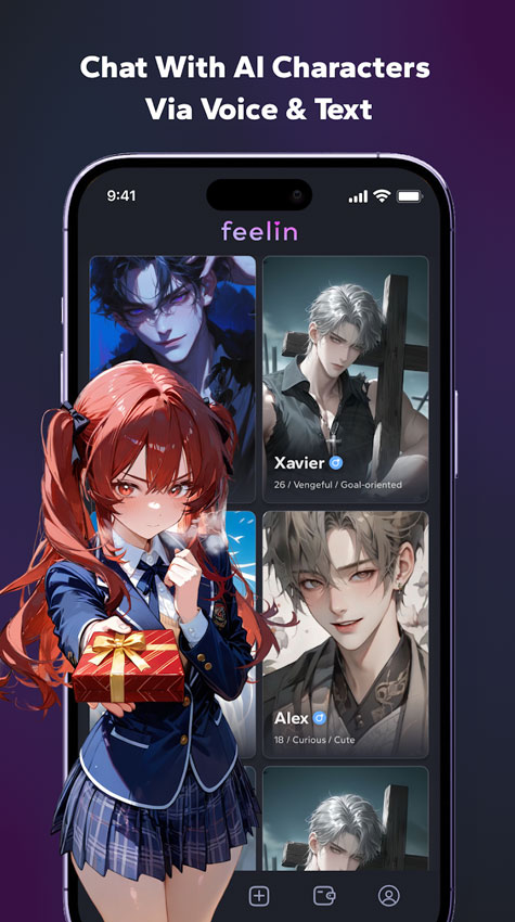 Feelin Ai 发现 AI 角色界面